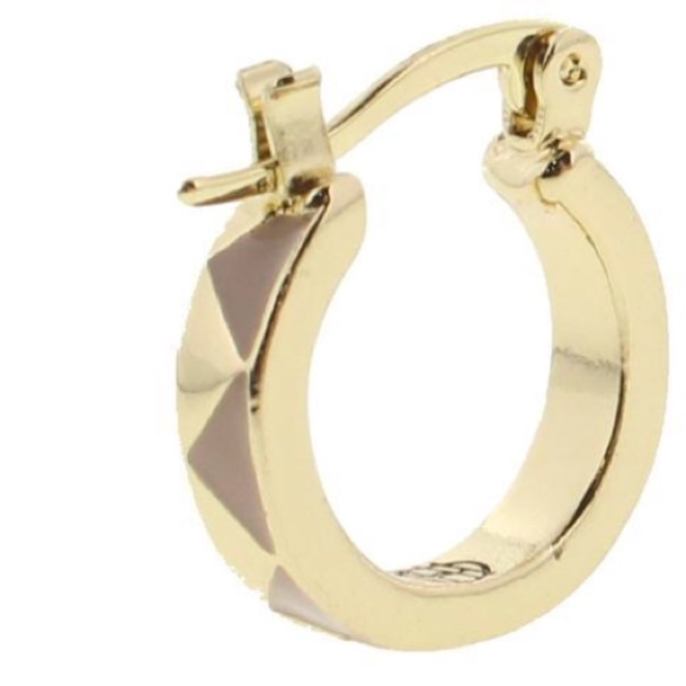 house of harlow // enamel triangle gold tiny hoops - Picture 2 of 2